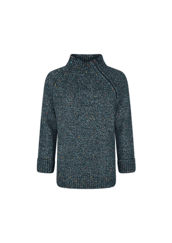 BLUE SWEATER WITH MULTI COLORED SPECKS